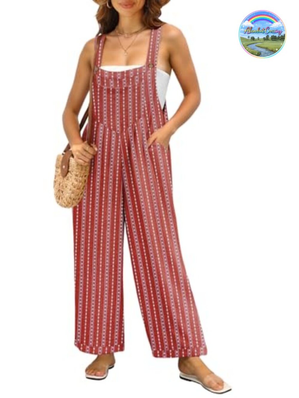 Women's Summer Wide Leg Jumpsuit Sleeveless Overalls Pockets Casual